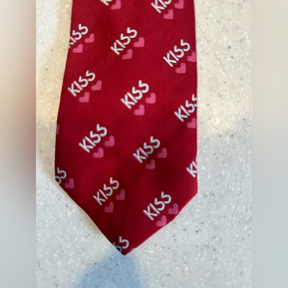 Vintage Valentine Necktie Red White Pink KISS Men's Tie Schreter!